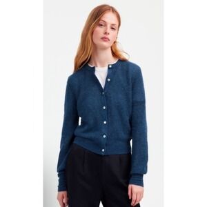 NWT Madewell Women's Sz 2XL Blue Alpaca Blend Crewneck Button Front Cardigan
